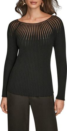 DKNY Mixed Media Knit Top in Black at Nordstrom, Size X-Large