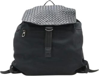 Bottega Veneta Pre-owned Backpacks, male, Black, Size: ONE SIZE Pre-owned Intrecciato Nylon Leather Backpack