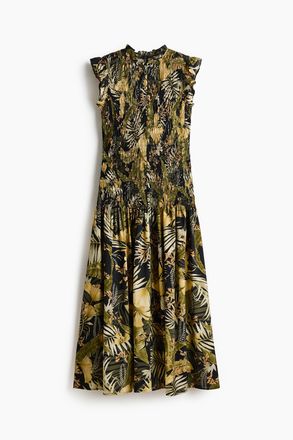 H&M Gesmoktes Midikleid - Schwarz/Gebl&uuml;mt