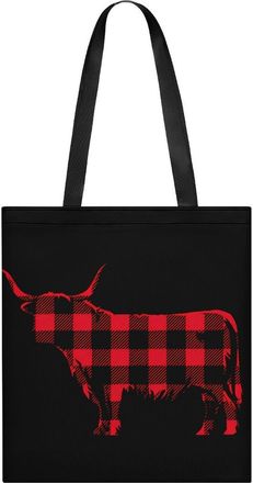Generic Buffalo Plaid Highland Cow Tote Bag for Women Men Shoulder Bags Purses Pouch Handbags