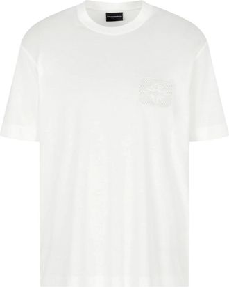 Emporio Armani T-shirts en Polos - Heren - T-shirts - Wit - M - Leer - Tops