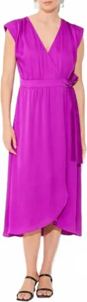 Suncoo Cesaria Midi Wrap Dress In Violet