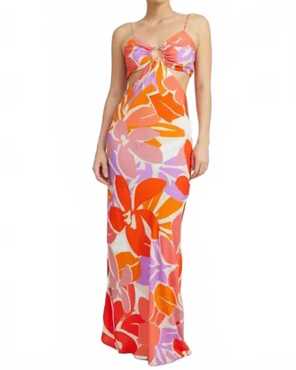 Emory Park Floral Cut Out Maxi Dress In Orange Multi