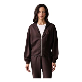 A|X Armani Exchange Hoodies & sweatvesten, Dames, Bruin, XS, Katoen, Zip-through Hoodie