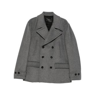 Dondup Double-Breasted Peacoat - Heren - Mantels - Grijs - Maat: XL Wol