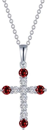 Lafonn Simulated Semiprecious Birthstone Cross Necklace in Garnet/White at Nordstrom Rack