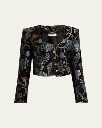 Chlo&eacute; Floral Brocade Crop Jacket