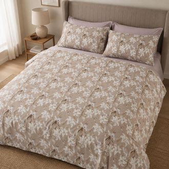 Dmora Juego De Cama Doble Saha, Funda Incluida, Sat&eacute;n, Lavable En Lavadora, 300x250 Cm, Violeta Lila