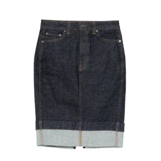 Khaite Denim Skirts, female, Blue, Size: W27 Kendra cuffed midi skirt