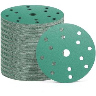 OEM 50 Discos Abrasivos De 150 Mm, 15 Orificios, 10 Granos (60/80/120/180/400), Papel De Lija Para Lijadoras Orbitales Aleatorias (verde (p60/p80/p120/p18