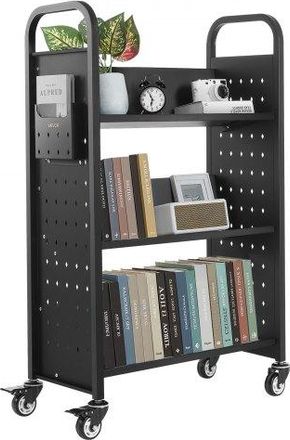 OEM Carro Para Libros De 3 Niveles Estanter&iacute;a De Libros Con Ruedas 77 X 38 X 122 Cm Estante De Almacenamiento En Forma De V Carro Rodante Para Biblioteca,