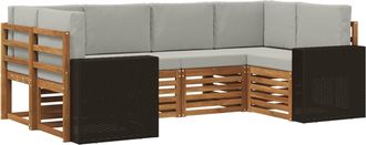 vidaXL Conjunto De Sof&aacute;s De Exterior 6 Uds. Natural Y Gris Claro Vidaxl