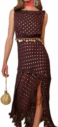 Rixo Barrette Midi Dress In Chocolate Lurex Spot