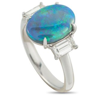 Luxury Bazaar Platinum 0.71ct Diamond and Opal Ring MF11-052126