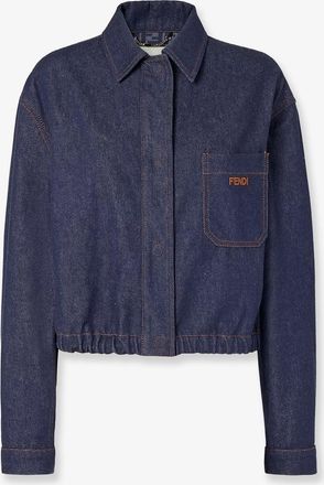 Fendi Giacca denim con logo ricamato frontale - FENDI - gender_Woman