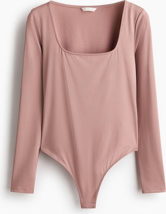 H&M Tanga-Body mit Kurzarm - Mattrosa