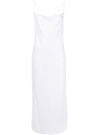 Rotate sequin-embellished slip dress - women - Recycled Polyester/Spandex/Elastane/Polyester/Polyester - 34 - White