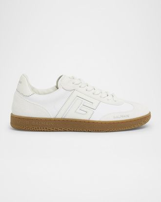 Balmain Swan Calf Suede Low-Top Sneakers