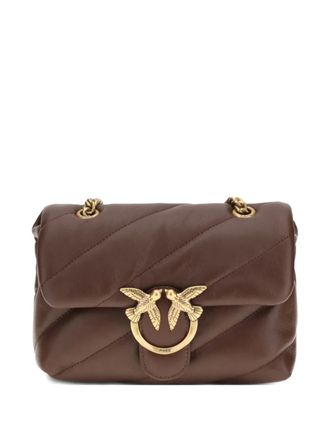 Pinko Borsa a spalla Love trapuntata in pelle con catena - Marrone