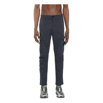 Stone Island Slim-fit Trousers, male, Blue, Size: W32 Stretch Cotton Twill Cargo Trousers