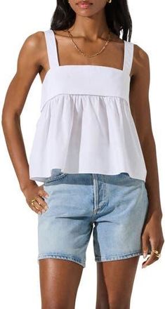 ASTR the Label Cotton Babydoll Tank in White at Nordstrom Rack, Size X-Large