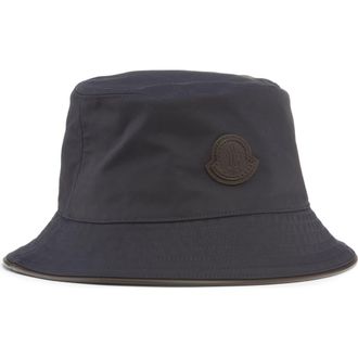 Moncler Logo Bucket Hat in Navy Blue at Nordstrom, Size X-Large