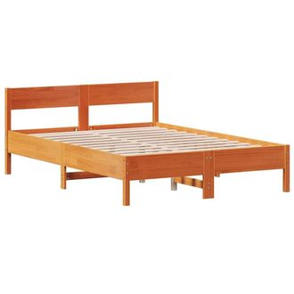 Berkfield Home Beautiful Bed Frame without Mattress Wax Brown 120x200 cm Solid W | Size: Small Double