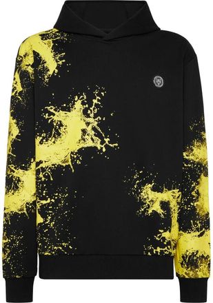 Plein Sport Hoodie Sweatshirt Splash - Heren - Sportshirts - Zwart - S - Katoen - Fitness