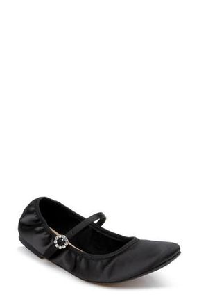 Badgley Mischka Kaya Mary Jane Flat in Black Satin at Nordstrom Rack, Size 6.5