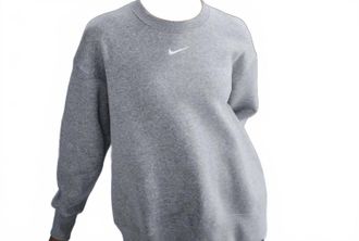 Nike Phoenix Fleece Crewneck Sweatshirt In Dark Grey Heather/sail