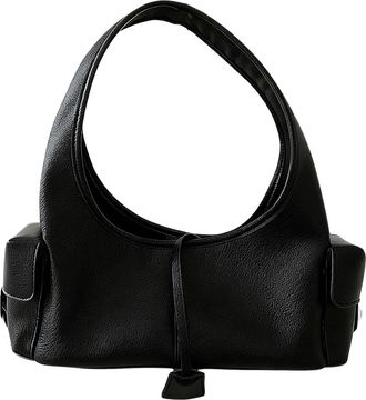 Generic Cymwer Women PU Retro Shoulder Bag Large Capacity Hobo Handbag for Travel Work (Black)
