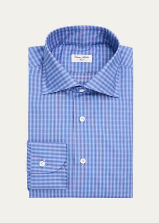 Cesare Attolini Mens Checked Cotton Dress Shirt