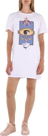 Roberto Cavalli Ladies Optical White Cotton Evil Eye Dress, Brand Size 38 ( US Size 4 )