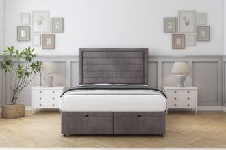 Comfort Beds Anna Naples Ottoman Bed Base-26 Strutted Headboard in Grey | Size: King