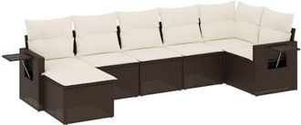 vidaXL Juego De Sof&aacute;s De Jard&iacute;n 7 Piezas Con Cojines Rat&aacute;n Pe Marr&oacute;n Vidaxl