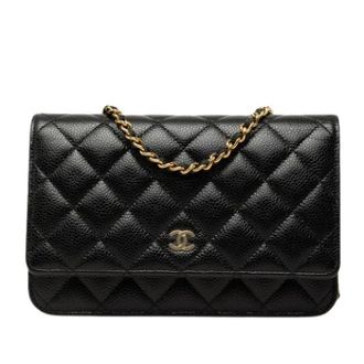 Chanel Pre-owned Wallet on Chain - Dames - Pre-owned - Zwart - Maat: ONE Size Zijde