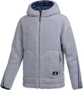 adidas Full-Zip High Collar Sherpa Jacket Grey HR8427