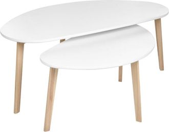 Beliani Set of 2 Coffee Tables FLY White