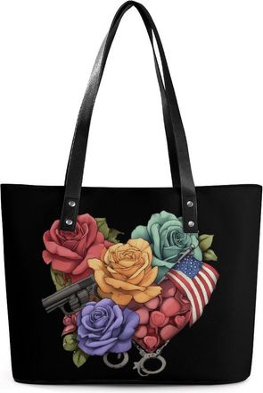 Generic Police Heart Rose Tote Bags for Women Cute Shoulder Purses Handbags