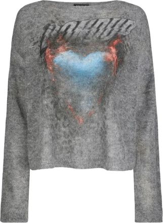 Dondup Oversized Crew-Neck Jumper - Dames - Ronde hals truien - Grijs - L - Truien & Vesten