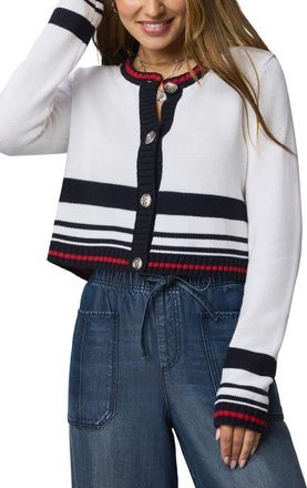 Splendid Sailor Stripe Cardigan in White/Navy/Rouge at Nordstrom, Size X-Large