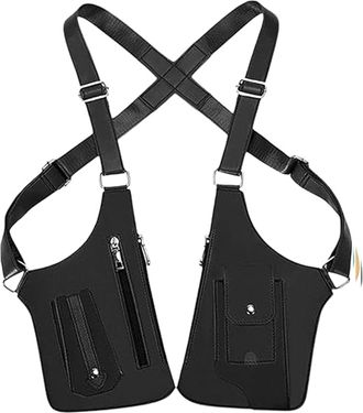 Generic Premium Leather Adjustable Underarm Shoulder Bag for Men, Underarm Bag With Hidden Double Pocket (Black)