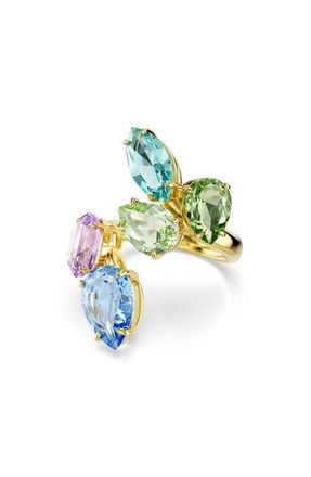 Swarovski Gema Crystal Bypass Ring in Gold/Multi at Nordstrom, Size 6