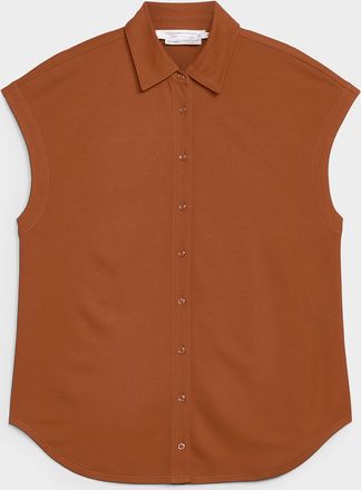 Contemporaine Womens Piqu&eacute; jersey cap-sleeve shirt