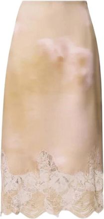 Fabiana Filippi Midi-rok met kanten rand - Dames - Midirokken - Beige - S - Rokken