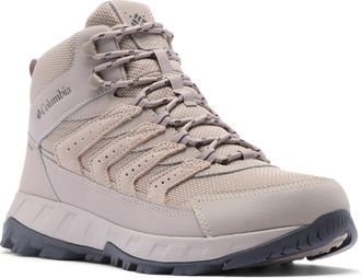 Columbia mens Strata Trail Mid Waterproof, Soft Taupe/Dark Grey, 8.5