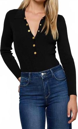L'agence Elizabeth Knit Bodysuit In Black/gold