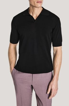 Jack Victor Johnny Collar Polo in Black at Nordstrom, Size Xx-Large