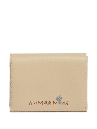 Marni embroidered trifold leather wallet - Neutrals