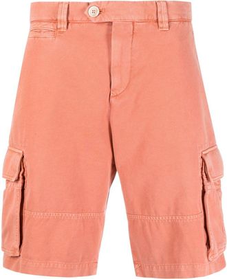 Brunello Cucinelli off-centre cotton cargo shorts - men - Cotton/Cotton - 50 - Orange